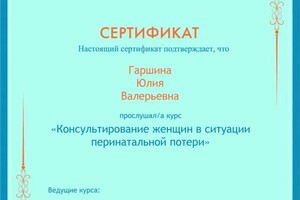 Диплом / сертификат №28 — Гаршина Юлия Валерьевна