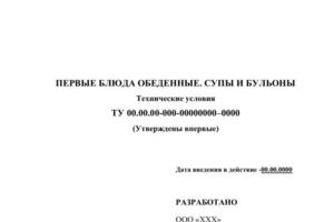 Пример документации. Технические условия для пищевого предприятия. — Программ