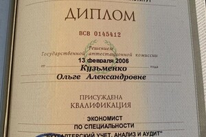 Диплом / сертификат №1 — Кузьменко Ольга Александровна