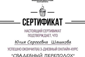 Диплом / сертификат №4 — Шашкова Юлия Сергеевна