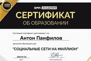 Диплом / сертификат №1 — Панфилов Антон Александрович