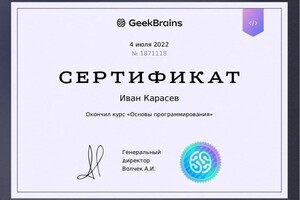 Диплом / сертификат №3 — Карасев Иван Олегович