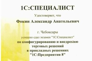 Диплом / сертификат №4 — ИП Фокин Александр Анатольевич