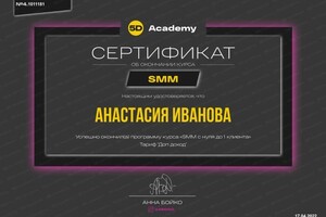 Диплом / сертификат №1 — Иванова Анастасия Сергеевна