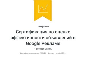 Сертификат специалиста Google Adwords — Кайманов Андрей Александрович