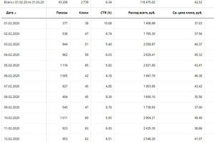 Статистика по Февралю 2020 г, показатели CTR — Нисман Полина Александровна