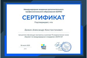 Диплом / сертификат №1 — Бажин Александр Константинович