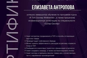 Диплом / сертификат №2 — Антропова Елизавета Игоревна