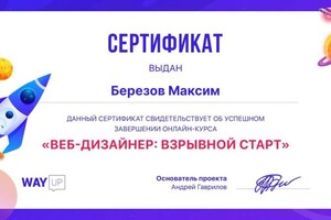 Диплом / сертификат №3 — Березов Максим Николаевич