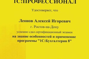 Диплом / сертификат №10 — Леонов Алексей Игоревич