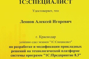 Диплом / сертификат №6 — Леонов Алексей Игоревич