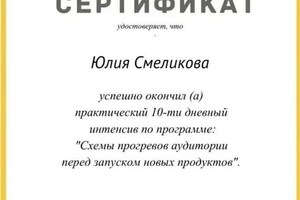 Диплом / сертификат №1 — Смеликова Юлия Андреевна