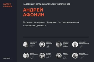 Диплом / сертификат №1 — Афонин Андрей Алексеевич