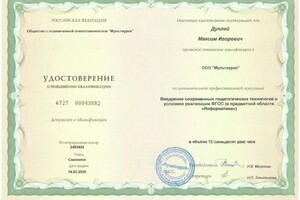 Диплом / сертификат №4 — Дуплей Максим Игоревич