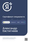 Диплом / сертификат №5 — Евстигнеев Александр Валерьевич