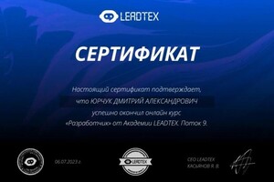 Диплом / сертификат №9 — Юрчук Дмитрий Александрович