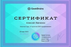 Диплом / сертификат №2 — Левченко Алексей Юрьевич