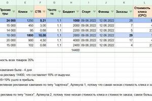 Пример аналитики внутренней рекламы на маркетплейсах — Лебедева Татьяна Петровна
