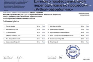 Диплом / сертификат №1 — Моисеенко Михаил Владимирович