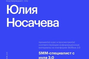 Диплом / сертификат №1 — Носачева Юлия Дмитриевна