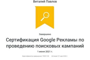 Диплом / сертификат №10 — Александрович Павлов Виталий