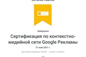 Диплом / сертификат №9 — Александрович Павлов Виталий