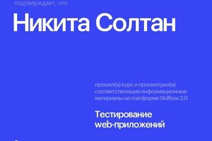 Солтан Никита Сергеевич — Диплом / сертификат №1