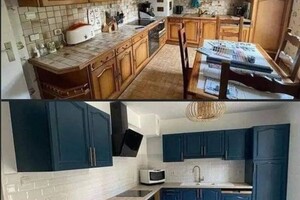 Столяр Юлия Романовна — Перекраска кухонного гарнитура, перекраска плитки на кухне. Замена кухонного фартука и столешницы. Демонтаж не... — Портфолио №6