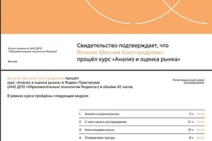Вознюк Максим Александрович — Диплом / сертификат №4