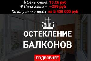 Остекление балконов в Москве; Регион: Москва; ЯНДЕКС ДИРЕКТ + ТАРГЕТ ФЕЙСБУК/ИНСТАГРАМ + МИНИ-ТЕСТ (КВИЗ); - Средняя... — Аршинников Сергей Юрьевич