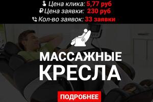 Массажные кресла; Регион: Россия; Яндекс Директ; - Цена клика: ~5, 77 руб (0,09$ на 23.10.19); - Кол-во заявок за время... — Аршинников Сергей Юрьевич