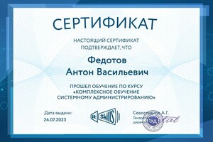 Диплом / сертификат №2 — Федотов Антон Васильевич