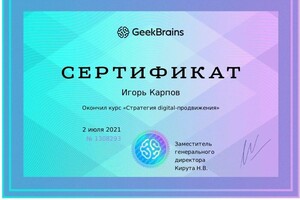 Диплом / сертификат №2 — Карпов Игорь Дмитриевич