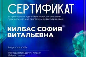 Диплом / сертификат №4 — Килбас София Витальевна