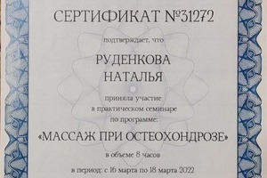 Диплом / сертификат №2 — Руденкова Наталья Валерьевна