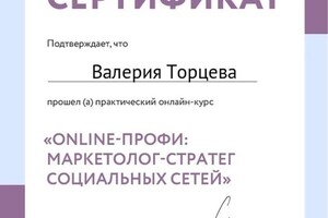 Диплом / сертификат №1 — Торцева Валерия Александровна