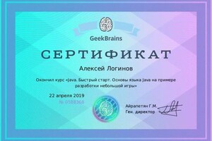 Диплом / сертификат №3 — Логинов Алексей Сергеевич