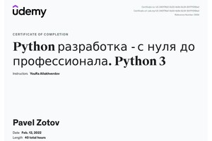 Диплом / сертификат №2 — Зотов Павел Сергеевич