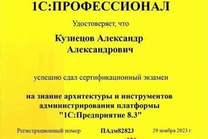 Диплом / сертификат №2 — Кузнецов Александр Александрович