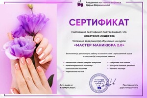 Диплом / сертификат №1 — Андреева Анастасия Владимировна