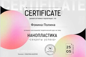 Диплом / сертификат №15 — Фокина Полина Анатольевна