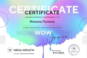 Диплом / сертификат №8 — Фокина Полина Анатольевна