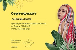 Диплом / сертификат №5 — Панова Александра Юрьевна