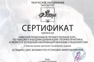 Диплом / сертификат №4 — Гребенников Николай Вячеславович