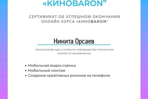 Диплом / сертификат №1 — Орсаев Никита Вениаминович