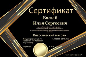 Диплом / сертификат №5 — Бялый Илья Сергеевич