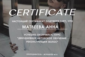 Диплом / сертификат №5 — Матвеева Анна Геннадиевна