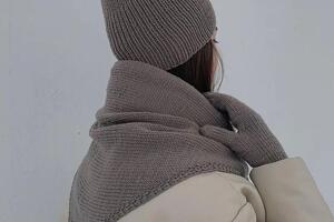 Зимний комплект из мериносовой шерсти в цвете мокко; состав: 100% merino wool; сезон: еврозима — Айрапетян Нелли Гариковна