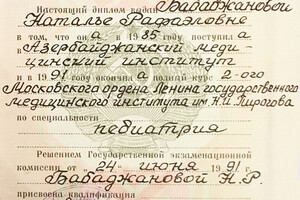 Диплом Азербайджанского медицинского института (1991 г.) — Бабаджанова Наталья Рафаэловна