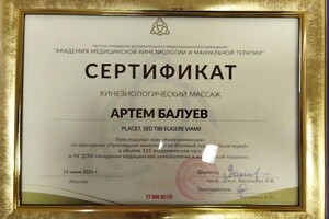 Диплом / сертификат №10 — Балуев Артём Валерьевич